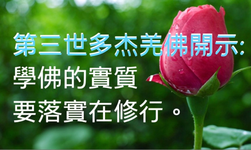 南無第三世多杰羌佛開示:學佛的 實質，要落實在修行上