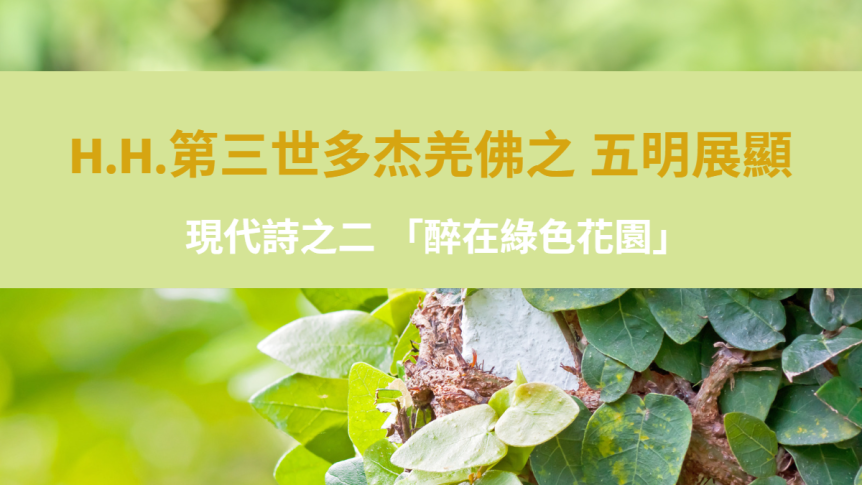 H.H.第三世多杰羌佛之 五明展顯 現代詩之二&nbsp;「醉在綠色花園」