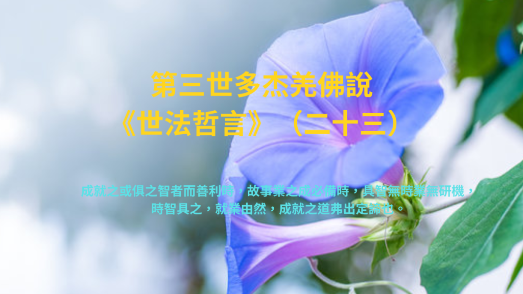 第三世多杰羌佛說：《世法哲言》（二十三）