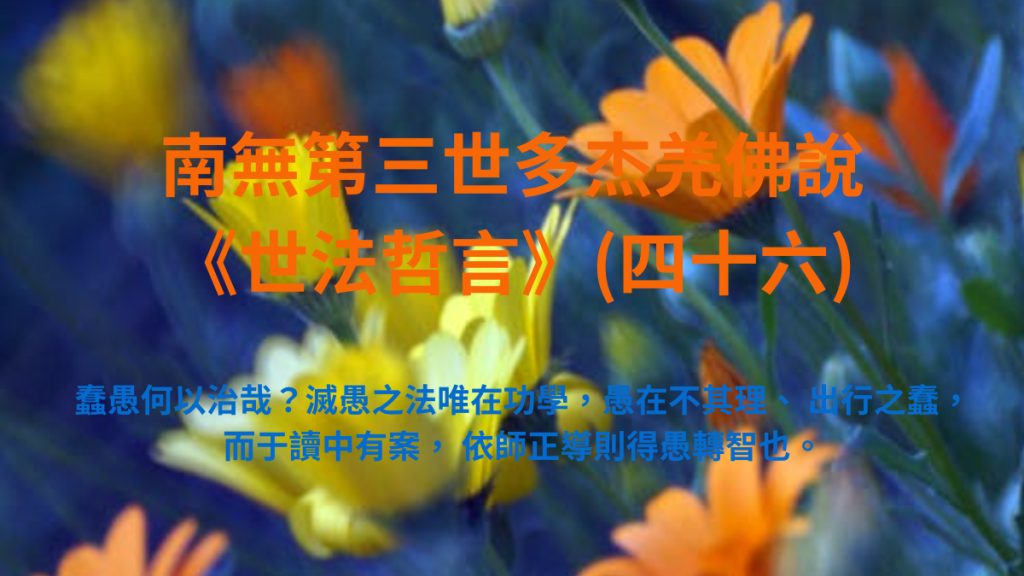 南無第三世多杰羌佛說《世法哲言》(四十六) 南無第三世多杰羌佛說《世法哲言》(四十六)